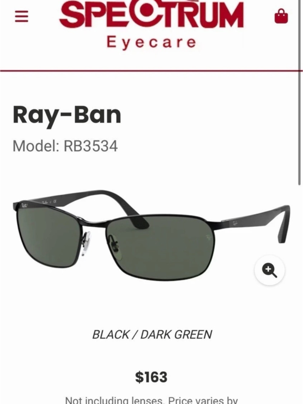 Ray-Ban RB3534 Black & Green frameg’asses only